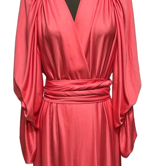 HALSTON IV Vintage Coral Wrap Dress With MatchingVersatile Sash/Wrap NWT - Picture 8 of 16